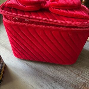 Red Quilted Cosmetic Bag